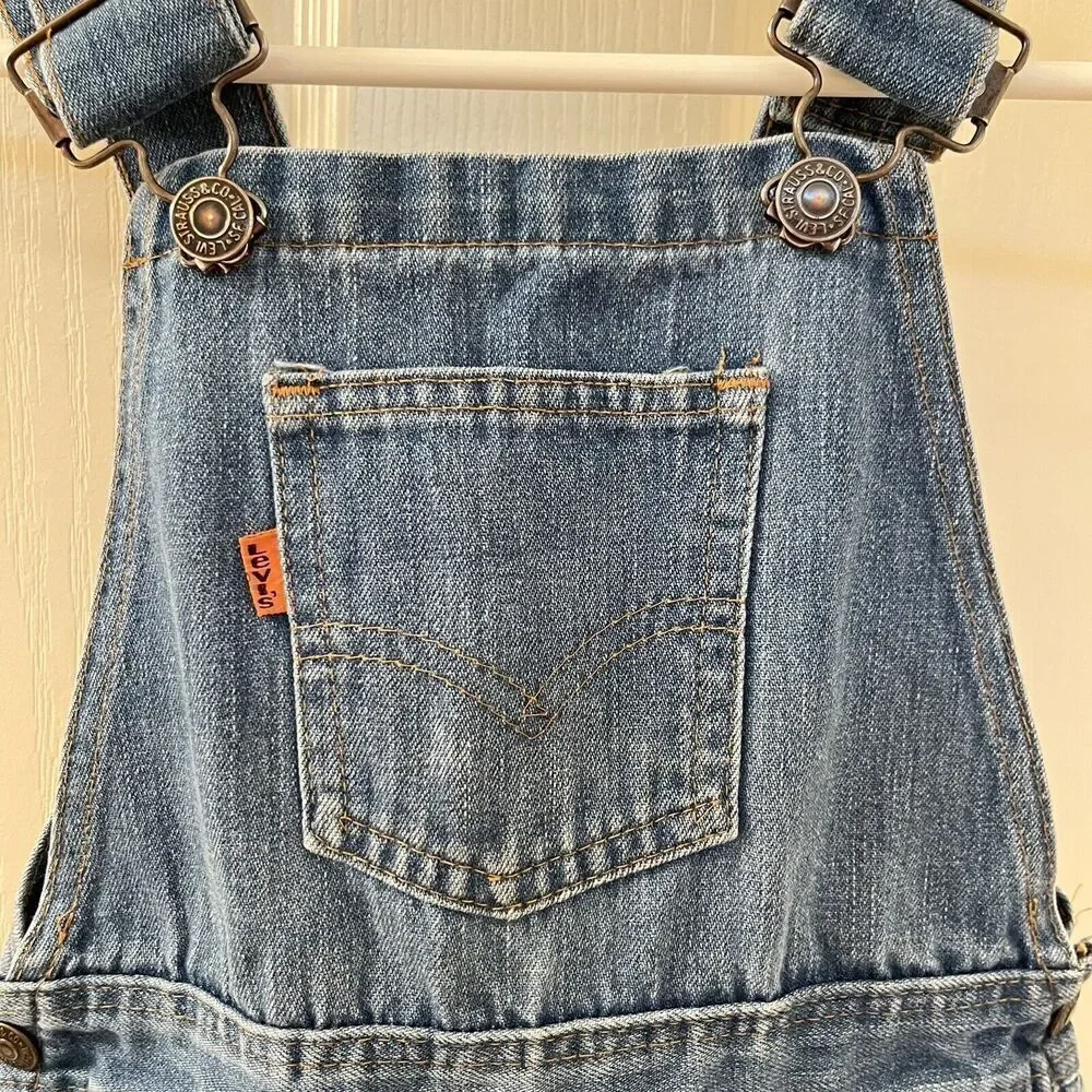 Vintage Levi's Orange Tab Denim Jean Overalls USA Kids Size 5